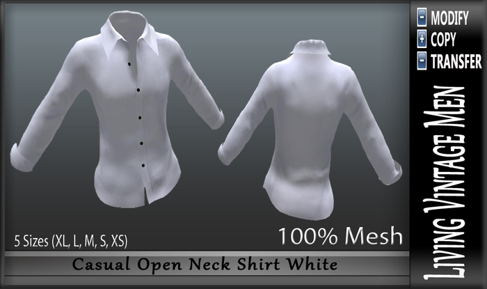 LVM Casual Open Neck Shirt White