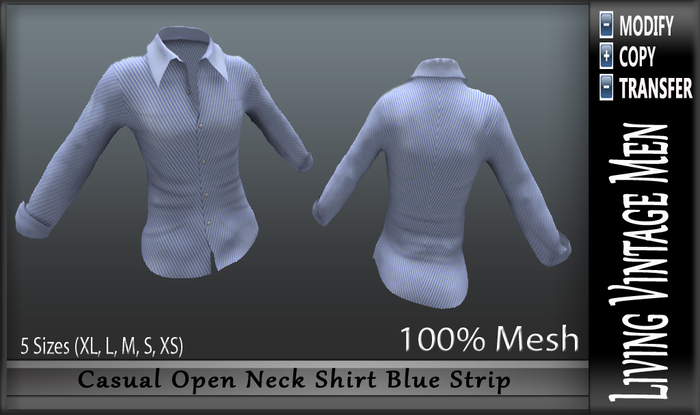 LVM Casual Open Neck Shirt Blue Strip
