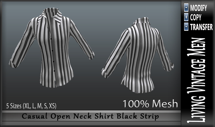 LVM Casual Open Neck Shirt Black Strip