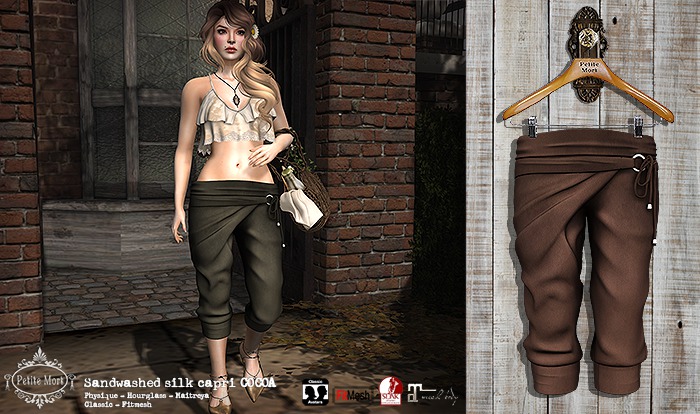 Petite Mort- Sandwashed silk capri COCOA