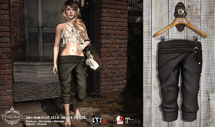 Petite Mort- Sandwashed silk capri STEEL