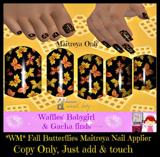 *WM* Black Butterfly Leaves Maitreya Nails  Applier