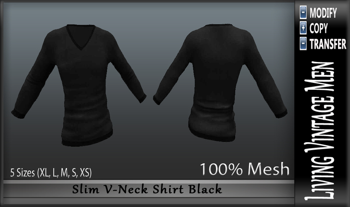 LVM Slim V-Neck Shirt Black