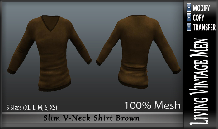 LVM Slim V-Neck Shirt Brown