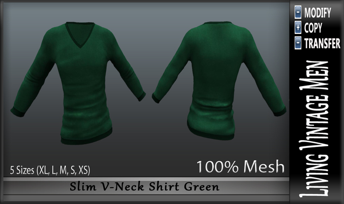 LVM Slim V-Neck Shirt Green