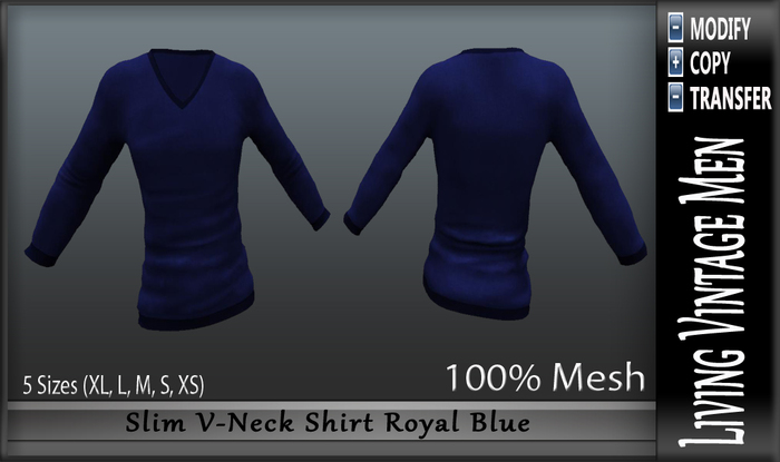 LVM Slim V-Neck Shirt Royal Blue