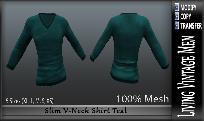 LVM Slim V-Neck Shirt Teal
