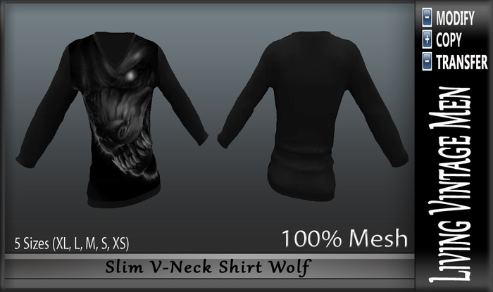 LVM Slim V-Neck Shirt Wolf