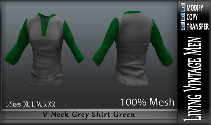 LVM V-Neck Grey Shirt Green