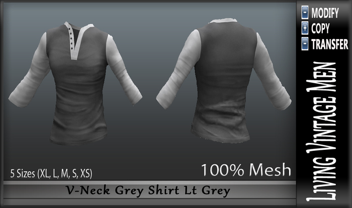 LVM V-Neck Grey Shirt Lt Grey