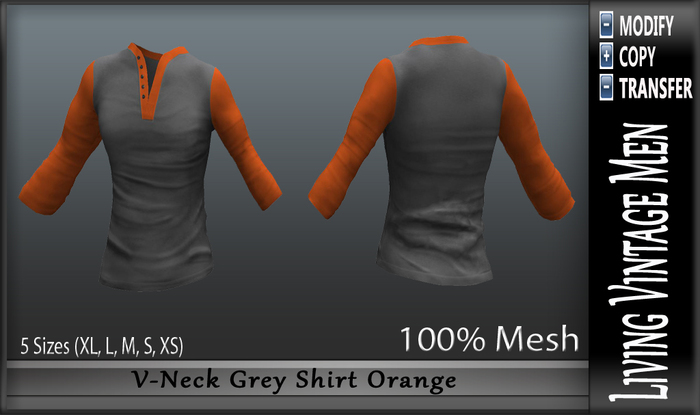LVM V-Neck Grey Shirt Orange