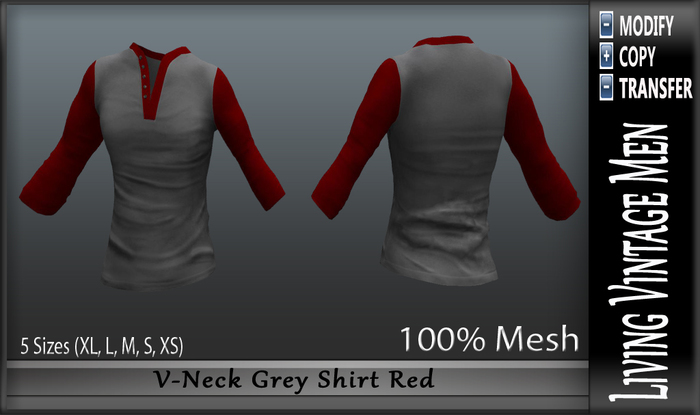 LVM V-Neck Grey Shirt Red