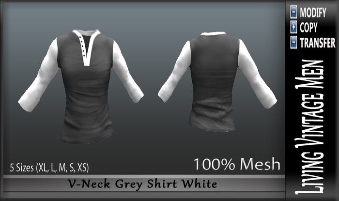 LVM V-Neck Grey Shirt White