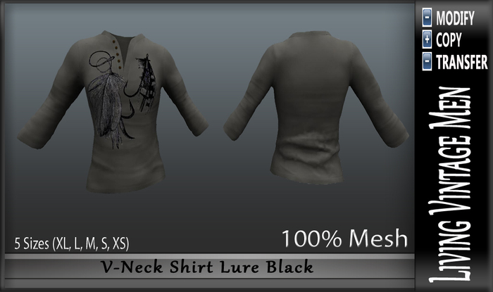 LVM V-Neck Shirt Lure Black