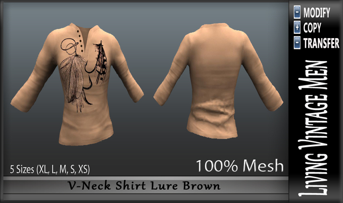 LVM V-Neck Shirt Lure Brown