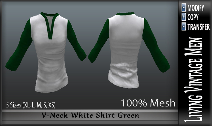 LVM V-Neck White Shirt Green