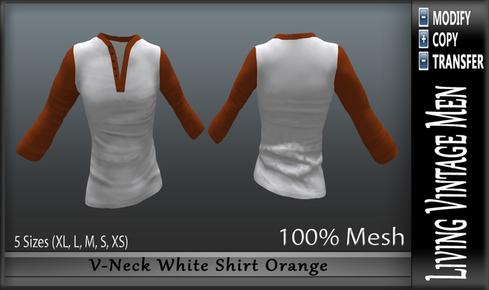 LVM V-Neck White Shirt Orange