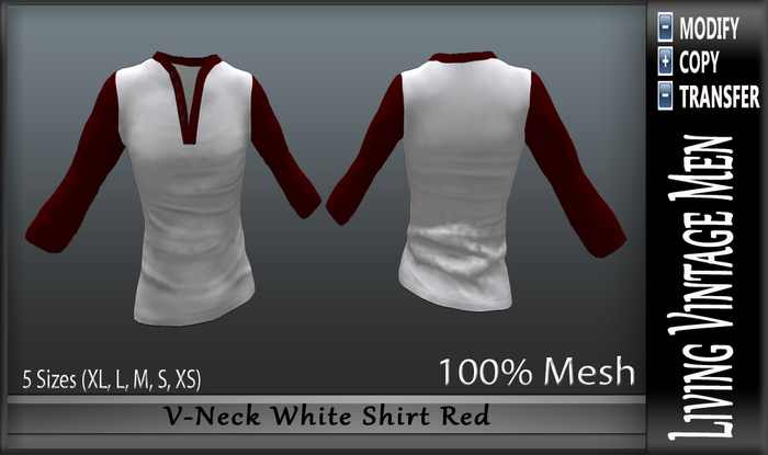 LVM V-Neck White Shirt Red