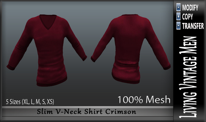 LVM Slim V-Neck Shirt Crimson