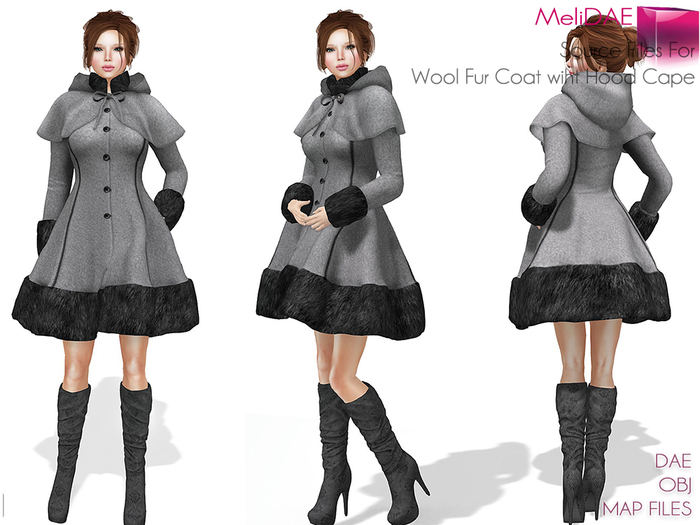 MeliDae Source Files For MI Wool & Fur Cape Coat