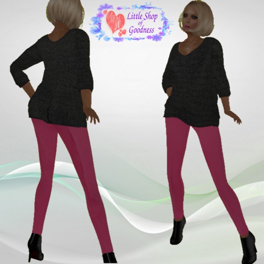 Gray Sweater & Pink Leggings- In One Piece. Fitmesh