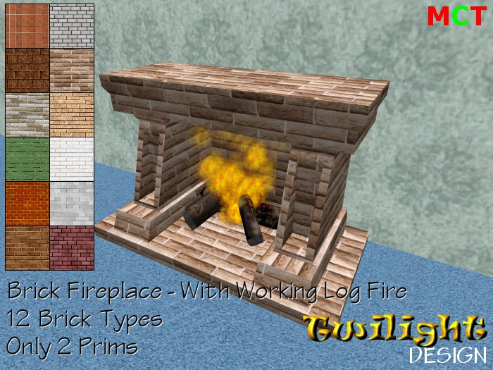 Twilight Design - Brown Stone Fireplace (4 Prim)