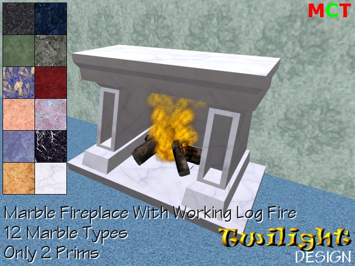 Twilight Design - Brown Stone Fireplace (4 Prim)