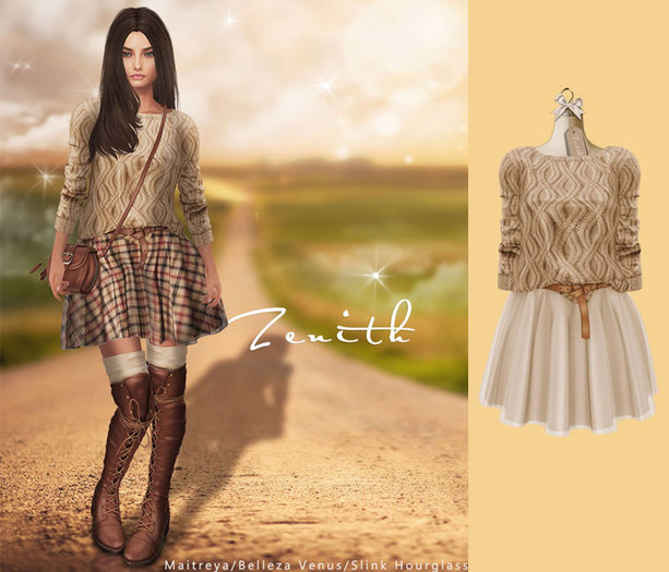 =Zenith=autumn sweater with skirt (Begie)