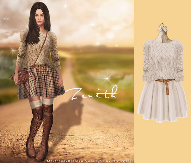 =Zenith=autumn sweater with skirt (Milk)