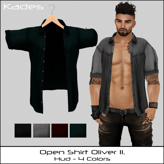 Offenes Hemd Oliver II & HUD Grau, Teal, Purpur, Rot