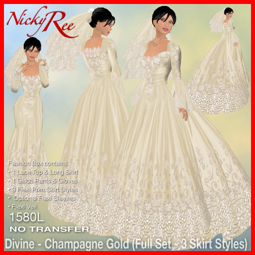 Nicky Ree Wedding Gowns Divine - Champagne Gold (Full Set)