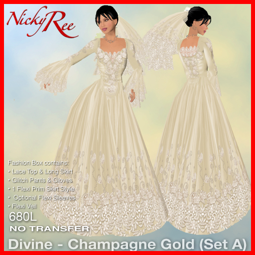 Nicky Ree Wedding Gown Divine - Champagne Gold (Set A)