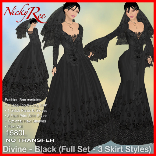 Nicky Ree Wedding Gowns Divine - Black (Full Set)