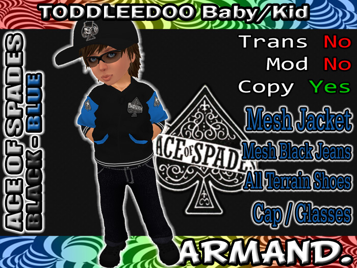 --ARMAND-- ACE OF SPADES - BLACK-BLUE