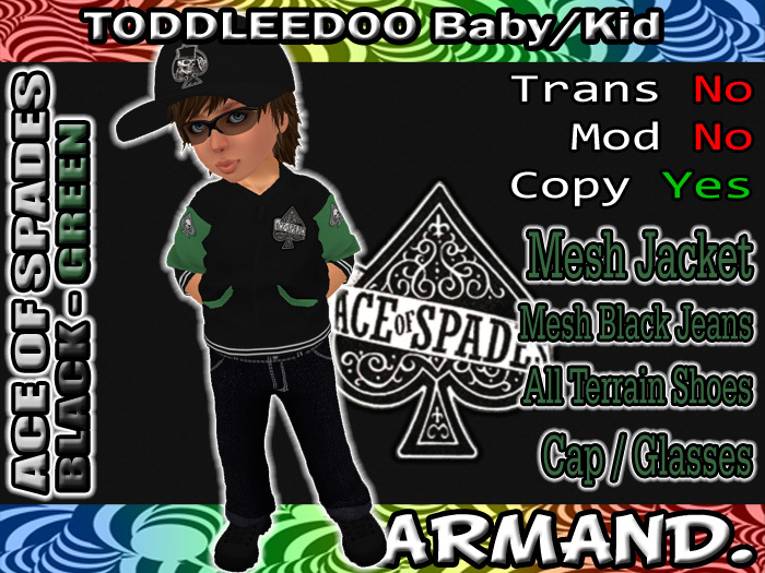 --ARMAND-- ACE OF SPADES - BLACK-GREEN