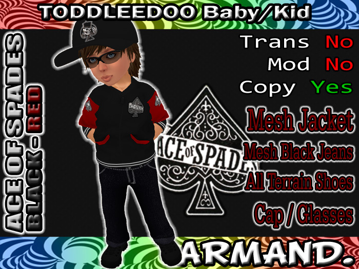 --ARMAND-- ACE OF SPADES - BLACK-RED