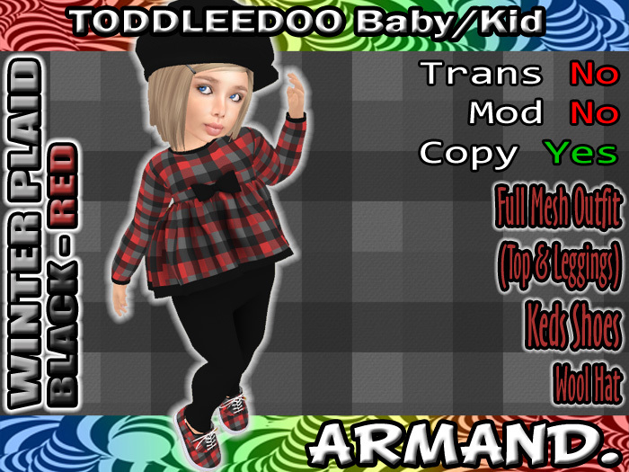 --ARMAND-- WINTER PLAID - BLACK-RED
