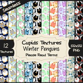 *Cupids Textures * 12 WINTER PENGUINS