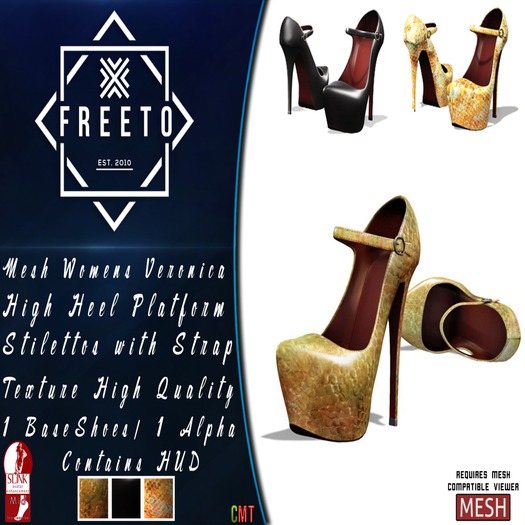 FREETO -DEMO Veronica High Heel Platform Stilettos with Strap