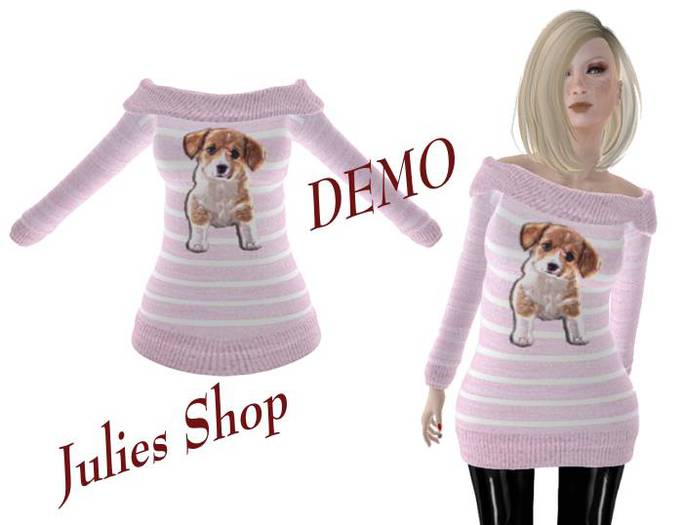 Long Shirt, Long Pulli mit Hündchen  DEMO / Klassische- und Mesh Avatare
