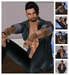 Male sits collage