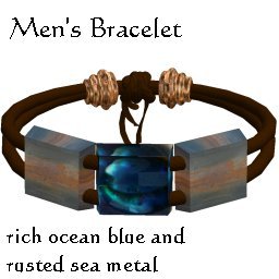3 Block Ocean Blue Cord Bracelet - Lg sz