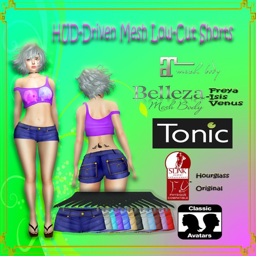 Mesh Low-Cut Denim Shorts HUD-Driven DEMO