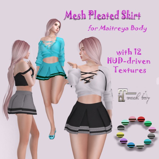 Mesh Pleated Skirt HUD-driven (Maitreya) DEMO[add]