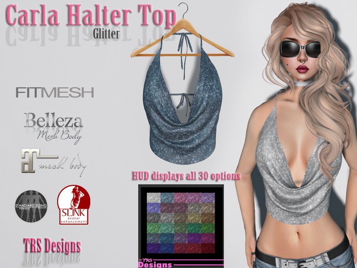 Carla Halter Top Glitter With Hud