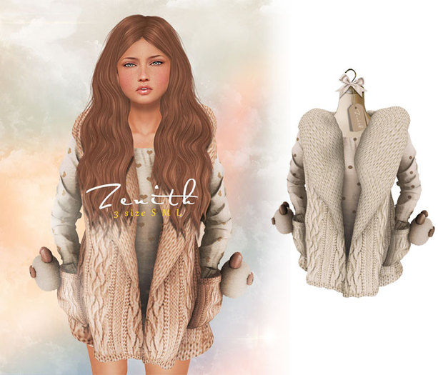 =Zenith=Bear Head Knitting Jacket (Cream)