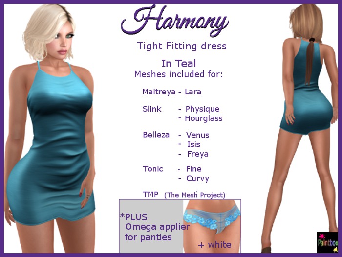 Harmony dress in teal + applier