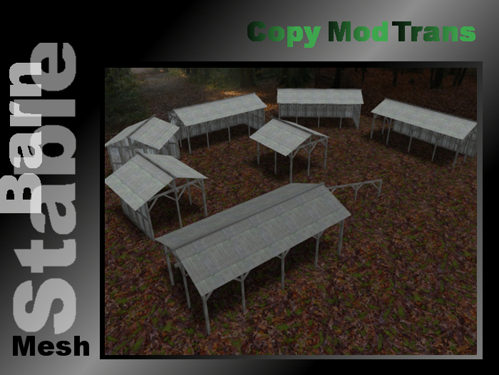Barn, stable - fatpack - mesh - textured - fullperm - 7 barns + 1 railing