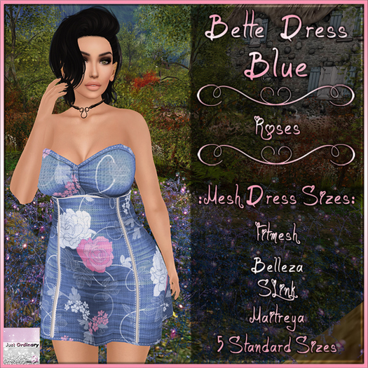 Bette Dress Blue Roses