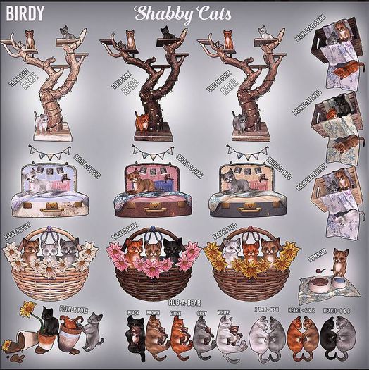 Birdy. Shabby Cats - Tree - Medium RARE